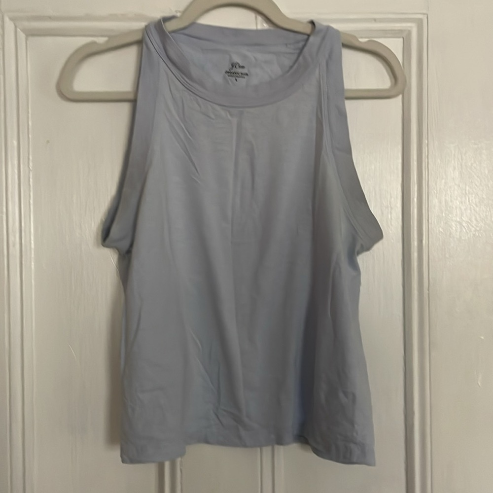 J crew organic cotton tank light blue, size Large